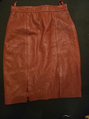 Real Red Leather Pencil Skirt -Lew Magram Collection  Classic Women's Skirt